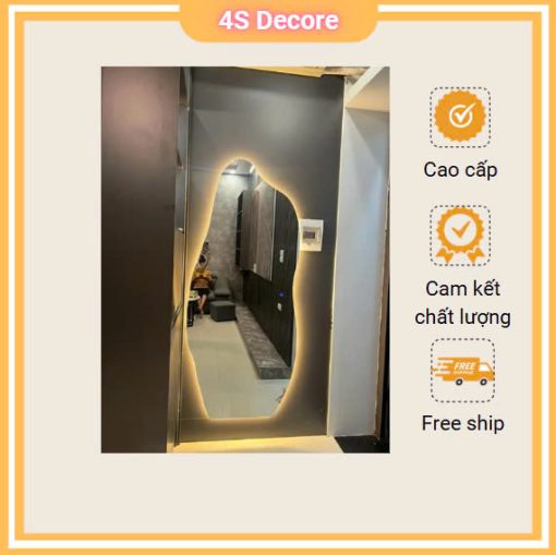Gương Decor Home Toàn Thân Hình Hạt Đậu Đèn Led Cao Cấp