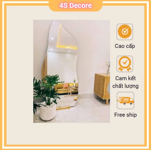 Gương Decor Home Toàn Thân Hình Hạt Đậu Đèn Led Cao Cấp